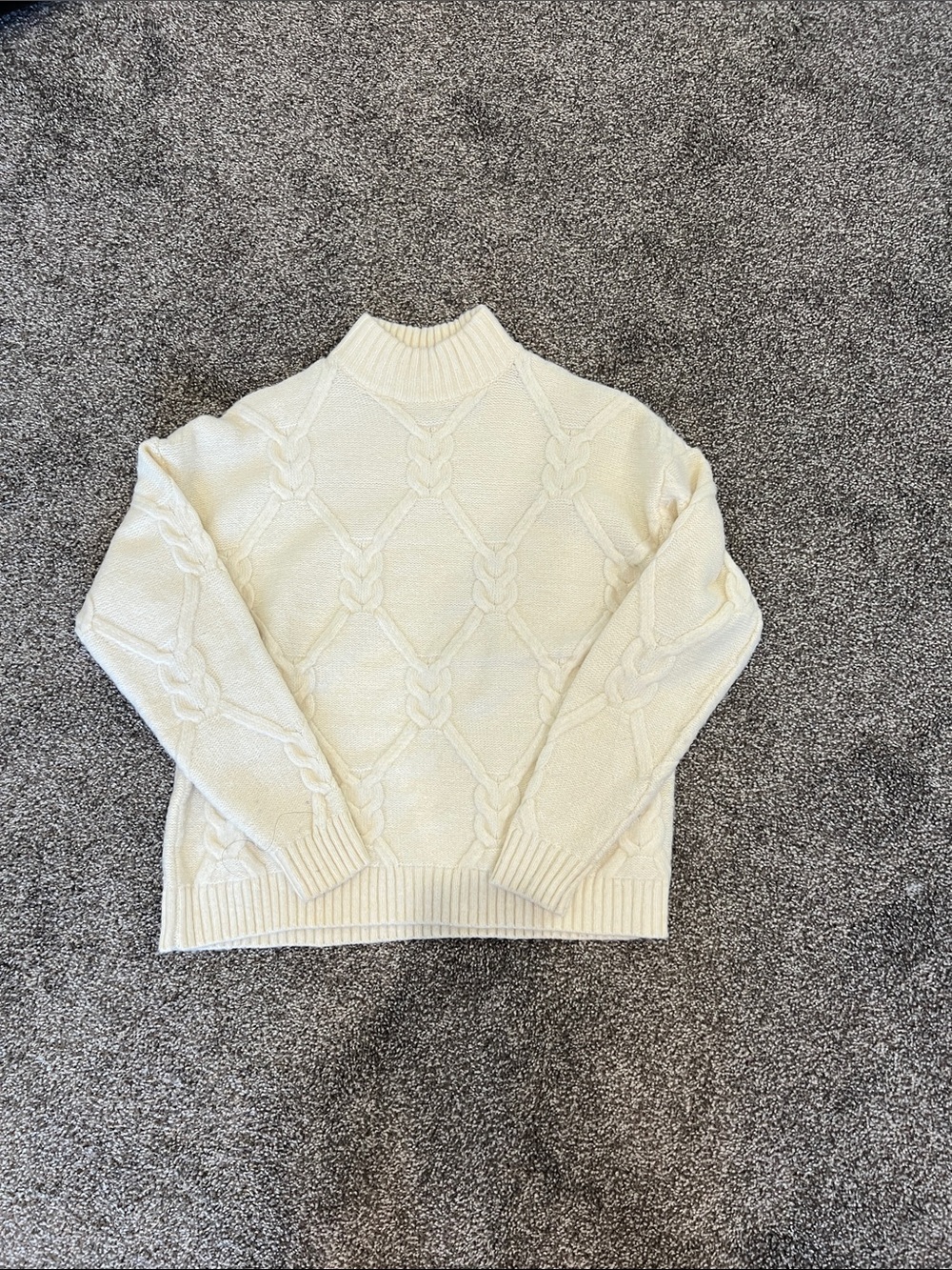 Reitmans Cream Cable Knit Mock Neck Sweater